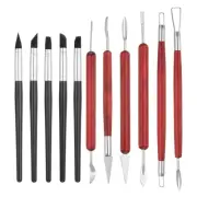 11 Pcs 8mm Silicone Clay Sculpting Tool Kit, Polymer Clay Tools, Red-Brown Black