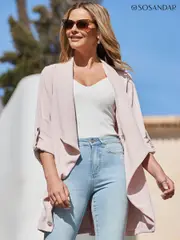 Sosandar Pink Waterfall Duster Jacket (E68865) | $182