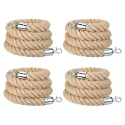 4Pcs 7ft x 1.5 Inch Crowd Control Jute Stanchion Rope with Snap Hooks