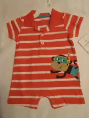 Carter's Newborn or 3 Month Choice Orange Stripe Monkey Short Sleeve Outfit NWT
