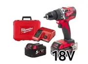 Milwaukee M18 CBLPD BL 2x5.0Ah 1800Rpm 27000Bpm 60Nm Keyless 13mm Charger_220V