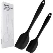 Silicone Spatula Set 2 Pcs Heat Resistant Rubber Spatula for Non-stick Cookware BPA Free (Black)