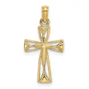 14K Yellow Gold Cut-Out Cross W/ Triangle Ends Charm
