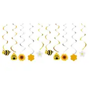 Honey Bee Party Hanging Swirl Decorations 10pk