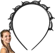 Headband With Clips - Hair Bands Braid Tool - Toothed Braid Tool, Hairband Headband Braid Tool For Styling Bangs, Hairstyle Hairpin Professional Weave Bangs Clip