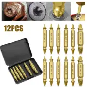 12pcs Damaged Screw Extractor Drill Bits Guide Set High Strength Remover Tools