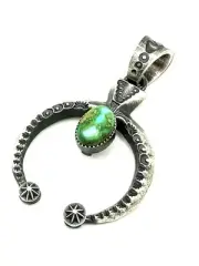 Navajo Sterling Silver Handmade Sonoran Turquoise Naja Pendant By Kevin Billah