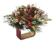 Kim Seybert Winter Napkin Ring in Red, Green & Gold, Set of 4