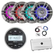JBL Marine Bluetooth Receiver, 4x 6.5" 300W LED Titanium Speakers, Amp w/Kit