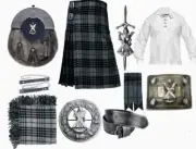 Men's Traditional Scottish Tartan kilt Outfit 11 PCS St Andrew Wedding Kilt Set.