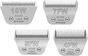 [DODAER] 10W+7FW+5FW+4FW Wide Blades for Dog Grooming,Compatible with Andis,Oster A5,Wahl km10 Clippers,Cutting Length 1/16" to 3/8",4 Pack