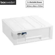 2 x Storage Drawers Clothes Organiser Box Plastic Stackable Wardrobe Container