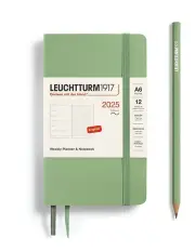 [LEUCHTTURM1917] Weekly Planner & Notebook 2025, Pocket (A6) Softcover in Sage