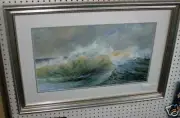 Original painting Seascape by Jean McLean of Maine Acrylic Framed