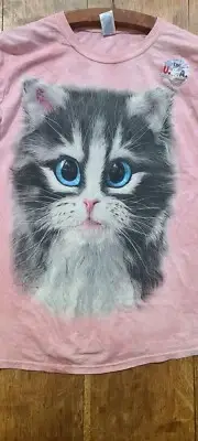 NWT David Penfound Big Eye Cat T Shirt Pink Sz L Gildan Softstyle 2013
