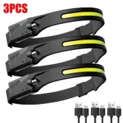 Sensor Headlamp LED Head Flashlight Rechargeable Headlight Head Torch Built-in