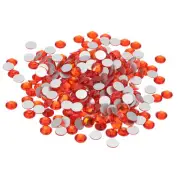 SS34/288Pcs Glass Diamante Rhinestone, Man Made Gems, Orange Red