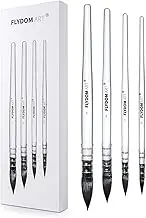 FLYDOM Art Watercolor Paint Brushes Set, Soft Synthetic Hair Mixed Squirrel Hair, Pointed Round Mop Brush for Watercolor, Acrylic, Gouache, Aquarelle & Oil Painting, 4 Pcs Set