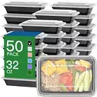 50 Pack 32 oz Meal Prep Containers Reusable , Microwave Freezer Dishwasher Safe