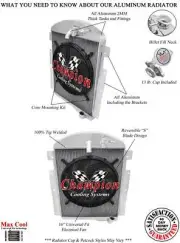 3 Row Racing Champion Radiator W/ 16" Fan for 1937 Chevrolet Truck L6 Engine (for: Chevrolet)