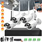 Wireless Security Camera System 4PC Wifi 1080P Home CCTV 4CH NVR Night Vision