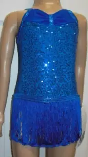 DANCE COSTUME Sequin Leotard w/ Fringe skirt Girls sizes camisole styleline