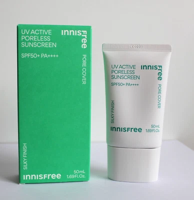Innisfree UV Active Poreless Sunscreen SPF 50+ PA++++, 50ml Sealed/Silky Finish