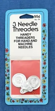 W H Collins Pkg of 3 Needle Threaders for Hand & Machine Needles • Made in USA
