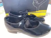 Bloch Tap Shoes Student Tap Size 6 W Black Patent Tie Shoes. Vintage