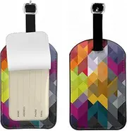 Richugui Cool Colorful Leather Luggage Tags,Privacy Cover for Suitcases,Suitcase Tag Identifiers, Pack of 2,Luggage Labels Tags with Adjustable Strap,Travel