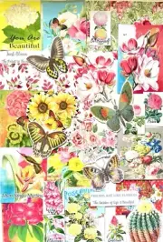 Junk Journal Flower Butterfly Paper Kit For Junk Journals Scrapbooks Planners#X3
