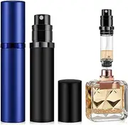 Perfume Atomiser, 2 Pack 5ML Refillable Perfume Spray Bottle Travel Size, Nano Mist, Bottom Pump, Leak Proof Cologne Dispenser for Women and Men (Black & Blue)