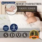 Living Today Memory Foam Mattress Topper COOL GEL Bed BAMBOO Cover 4CM 5-Zone AU