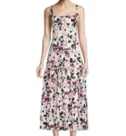 Aidan By Aidan Mattox Women's Satin Floral Print Midi Dress White Size 6
