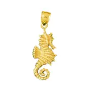 14K Gold 28MM Seahorse Pendant