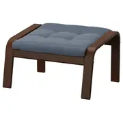POÄNG footstool, brown/Gunnared blue