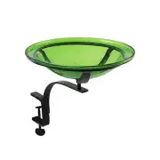 ACHLA 12" Crackle Birdbath with Rail Mount Bracket, Fern Green - CGB-05FG-RM