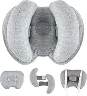 Blublu Park Upgraded 2 in 1 Baby Travel Pillow, Adjustable Banana Shape Baby Neck Head Support Piloow Stroller Insert Cushion for Kids, Toddler, Grey