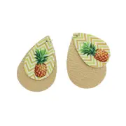 Imitation Leather Teardrop Pendants - Pineapple - 1 Pair 2 Pieces - LP225