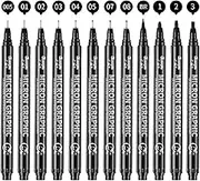 Micro Fineliner Drawing Art Pens: 12 Black Fine Line Waterproof Ink Set Artist Supplies Archival Inking Markers Liner Professional Sketch Outline Anime Sketching Watercolor (12 Tip Sizes-Black)