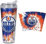 Rico Industries NHL Hockey Arizona Coyotes Team Color Tie Dye 24oz Metallic Acrylic Tumbler with Hinged Lid, Officially Licensed Double Wall Tumbler with Straw