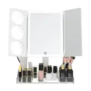 Wellcare Adjustable LED Makeup Mirror with Organizer and Dimmable Touch Sensor