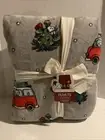 Berkshire Snoopy Peanuts Blanket Retro Van Tree Christmas Holiday King Size NEW