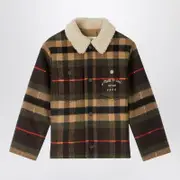[Bonpoint] Baxter Khaki Checked Jacket 8 Y Green
