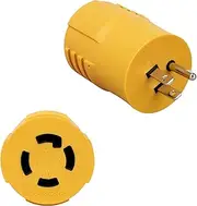 15 Amp to 30 Amp RV Power Adapter with Locking Connector Plug NEMA 5-15P to L14-30R, 5-15P Male to L14-30R FemaleGenerator Transfer Switch Adapte