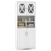 Giantex Bathroom Cabinet Storage Cabinet w/3 Cubes & Acrylic Doors Kitchen Cupboard White