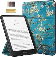 [Dteck] for Amazon Kindle Paperwhite Smart Folio Case 7" (12th Generation) 2024 Release with Auto Sleep Wake and Stand Function, Magnetic Closure, PU Leather Protective Cute Thin Cover, Apricot Blossom