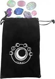 Acunny Tarot Bags with Lanyards,Moon Phase Tarot Card Velvet Bag | Reusable Drawstring Pouch for Oracle Cards, Thickened Dice and Party Favor Card Storage Bag Pouch