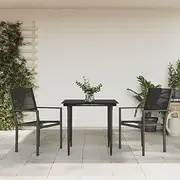 Garden Furniture Set for Patio, Outdoor Chairs, Table, Balcony, Steel and Textilene, Small Piece Bistro Set