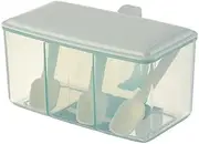 EIKS 2 Pack Condiment Box with Lid & Spoons for Serving & Storing Salt Sugar Spice Pepper Seasoning in Home Kitchen Coffee Restaurant (White)